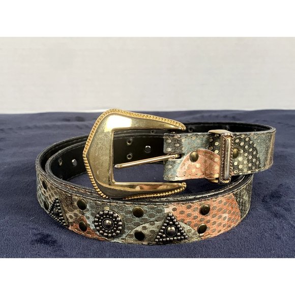 Vintage Elite Womens Belt Large Metallic Medallion Gold Buckle‎ Retro 80s 90s main image 12